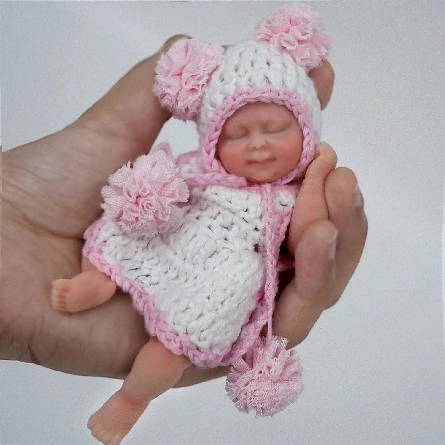 Mire & Mire Reborn Baby Dolls, 4.5 inch Miniature Sleeping Full Silicone Mini Baby Dolls with Feeding Accessory Lifelike Baby Doll Soft Realistic Baby Doll