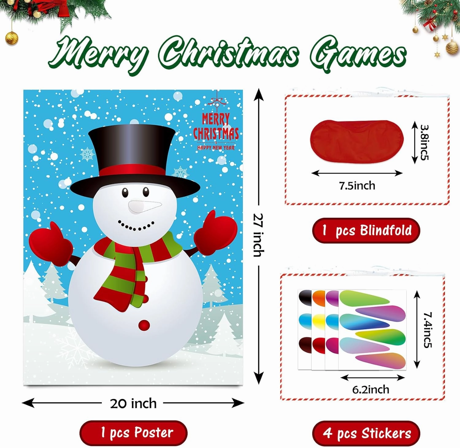 MISS FANTASY Christmas Games for Family Party - 4 in 1 Christmas Bingo for Kids 36 Players Christmas Party Games for Kids Christmas Games for Family Party Christmas Favor Supplies for Kids Children