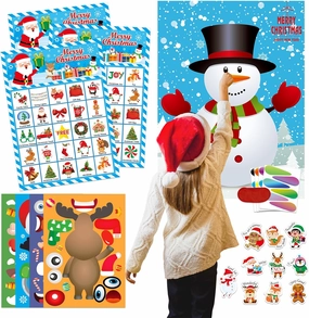 MISS FANTASY Christmas Games for Family Party - 4 in 1 Christmas Bingo for Kids 36 Players Christmas Party Games for Kids Christmas Games for Family Party Christmas Favor Supplies for Kids Children