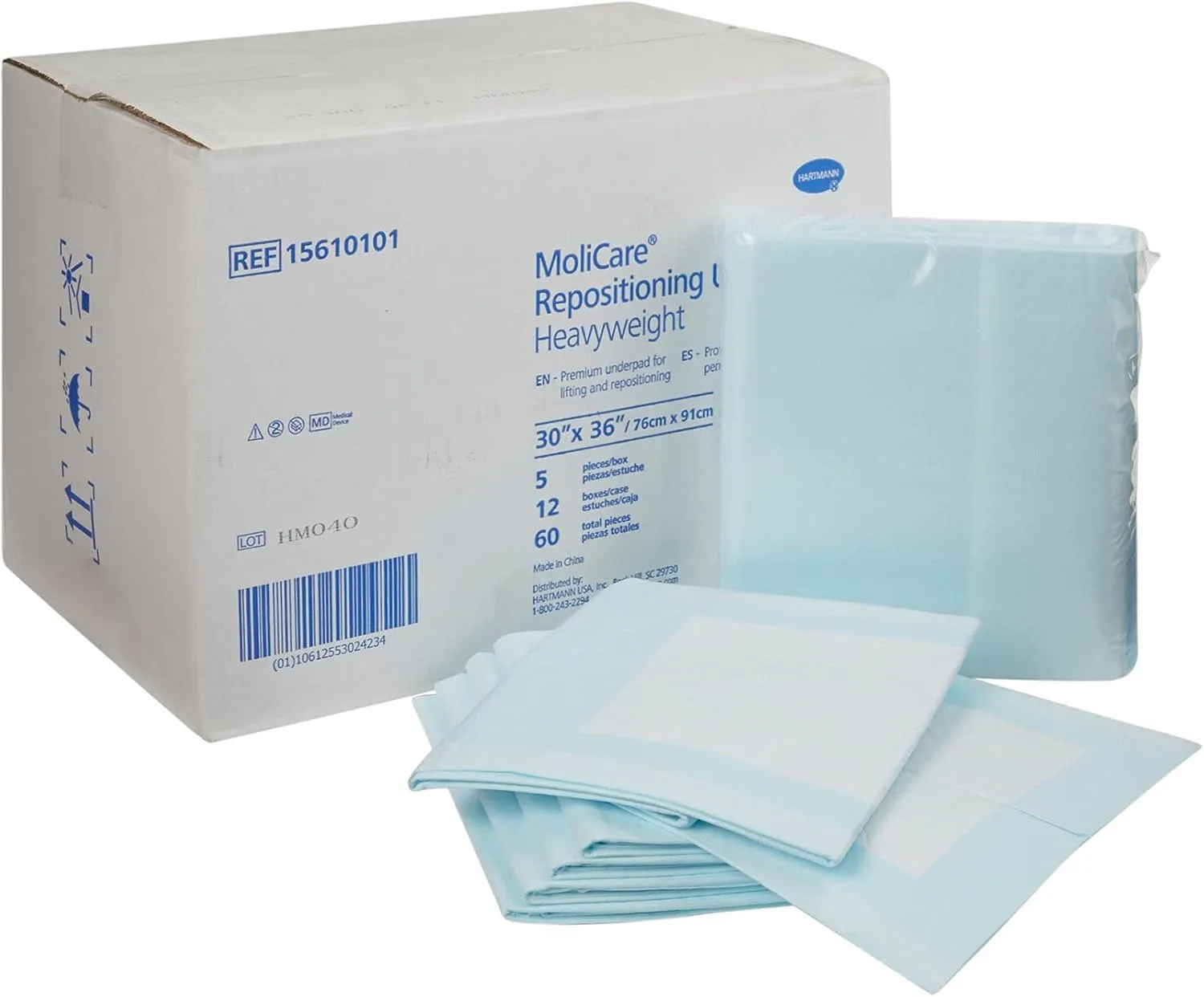 MoliCare Repositioning Underpad, 30 X 36 Inch, Reusable, Hartmann 15610101 - Case of 60
