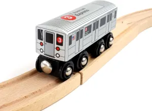 MUNI PALS Munipals New York City Subway Wooden Railway (A Division/IRT) 3 Train/7 Avenue Express–Child Safe and Tested Wood Toy Train