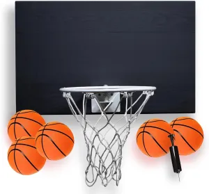 MVP Mini Indoor Basketball Hoop & Ball Set in Solid red Cedar Made in USA. Unique Over The Door or Wall Option 5 Mini Basketballs for Indoor Fun.