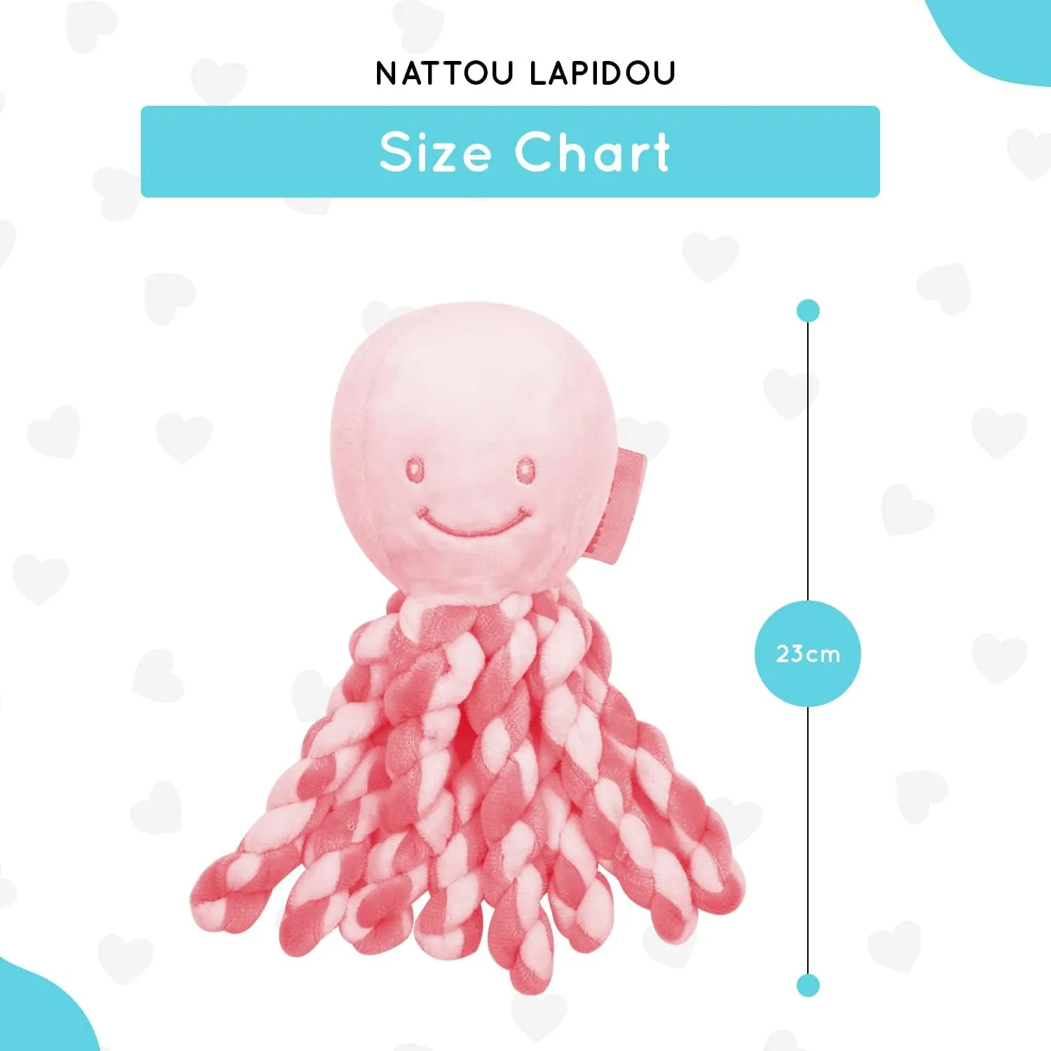 Nattou Octopus Soft Toy, for Newborns and Premature Babies, 23 cm, Pink, 878715
