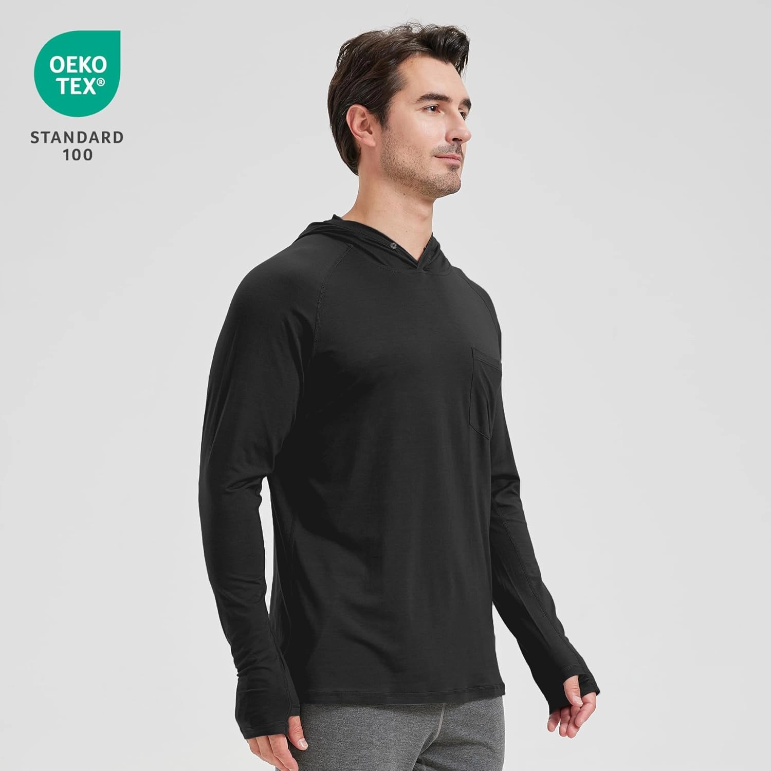 netdraw Men's Bamboo Viscose Performance Hoodie with Pocket UPF 50  Long Sleeve Lightweight Hiking Athletic Sun Shirt