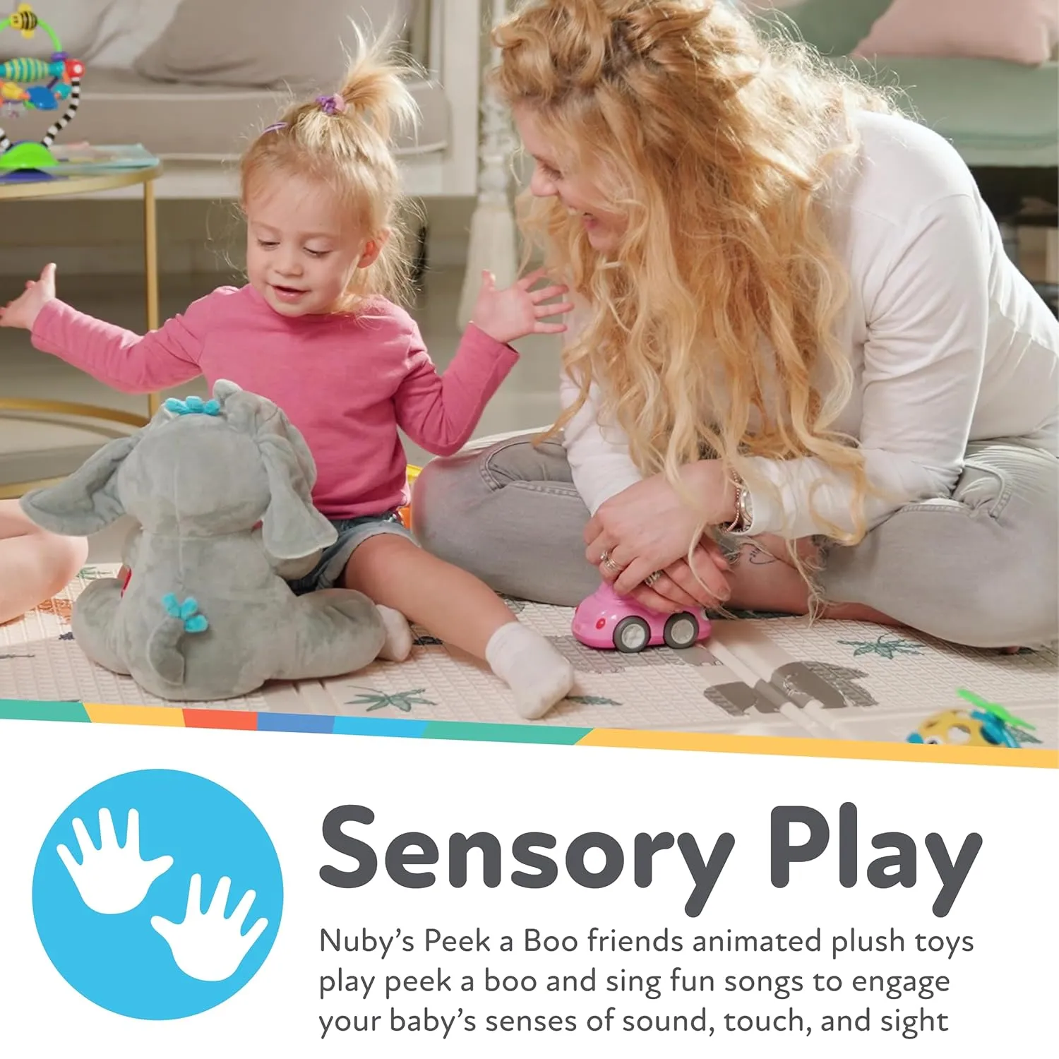 Nuby Peek a Boo Friends Animated Plush Toy with Music and Interactive Play, Bunny - Easter Basket Stuffers for Kids for Kids or Toddlers
