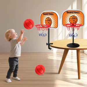 NZQXJXZ Mini Indoor Basketball Hoop, 2 in 1 Tabletop Basketball Hoop Set with Clips and Suction Cup with Two Balls, Mini Hoops for Desk Table Bed Office Bedroom Basketball Toys for Kids and Adults