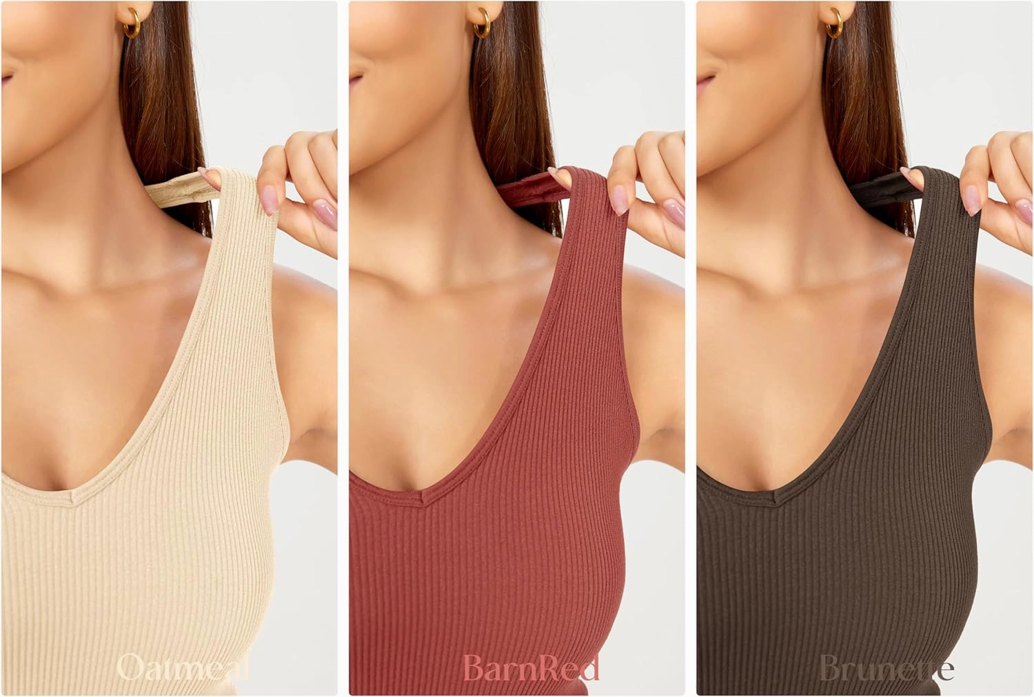 ODODOS 3-Pack Seamless Racerback Crop Tank for Women Ribbed Knit Soft Crop Tops