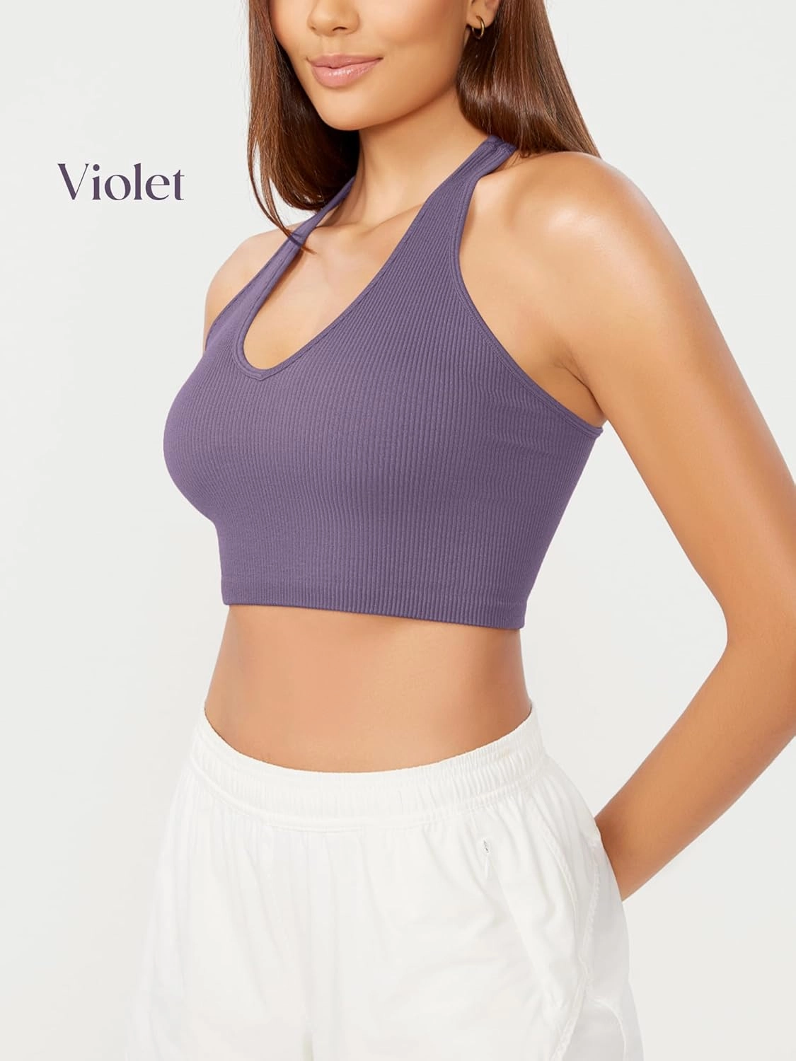 ODODOS 3-Pack Seamless Racerback Crop Tank for Women Ribbed Knit Soft Crop Tops