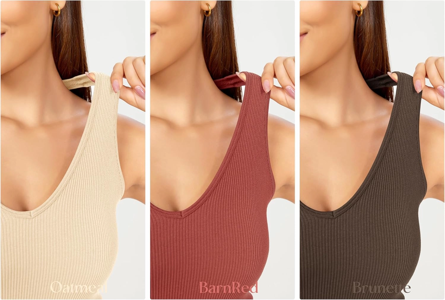 ODODOS 3-Pack Seamless Racerback Crop Tank for Women Ribbed Knit Soft Crop Tops