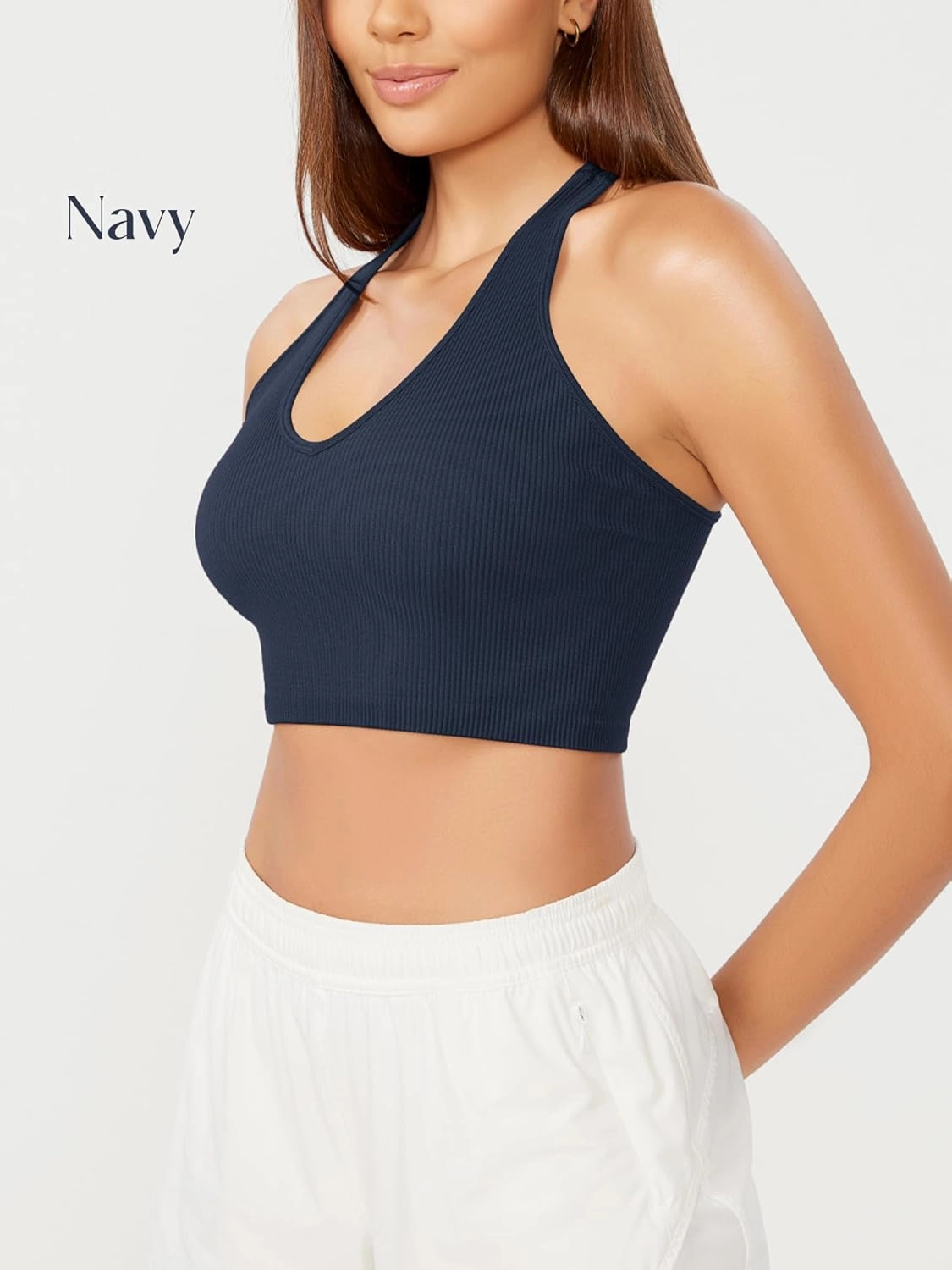 ODODOS 3-Pack Seamless Racerback Crop Tank for Women Ribbed Knit Soft Crop Tops