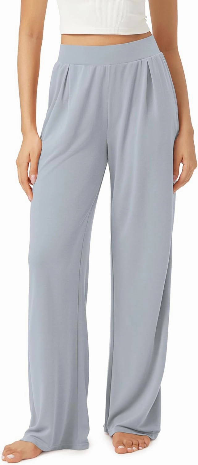 ODODOS Drapey Soft Wide Leg Pants for Women High Waist Casual Relaxed Lounge Pants with Pockets-29 Inseam