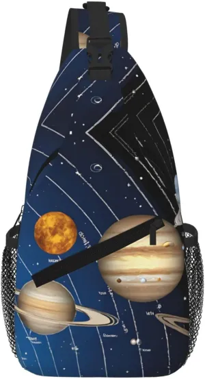 Outer Space Solar System Crossbody Chest Bag Sling Backpack for Travel Work Casual Use Shoulder Pack