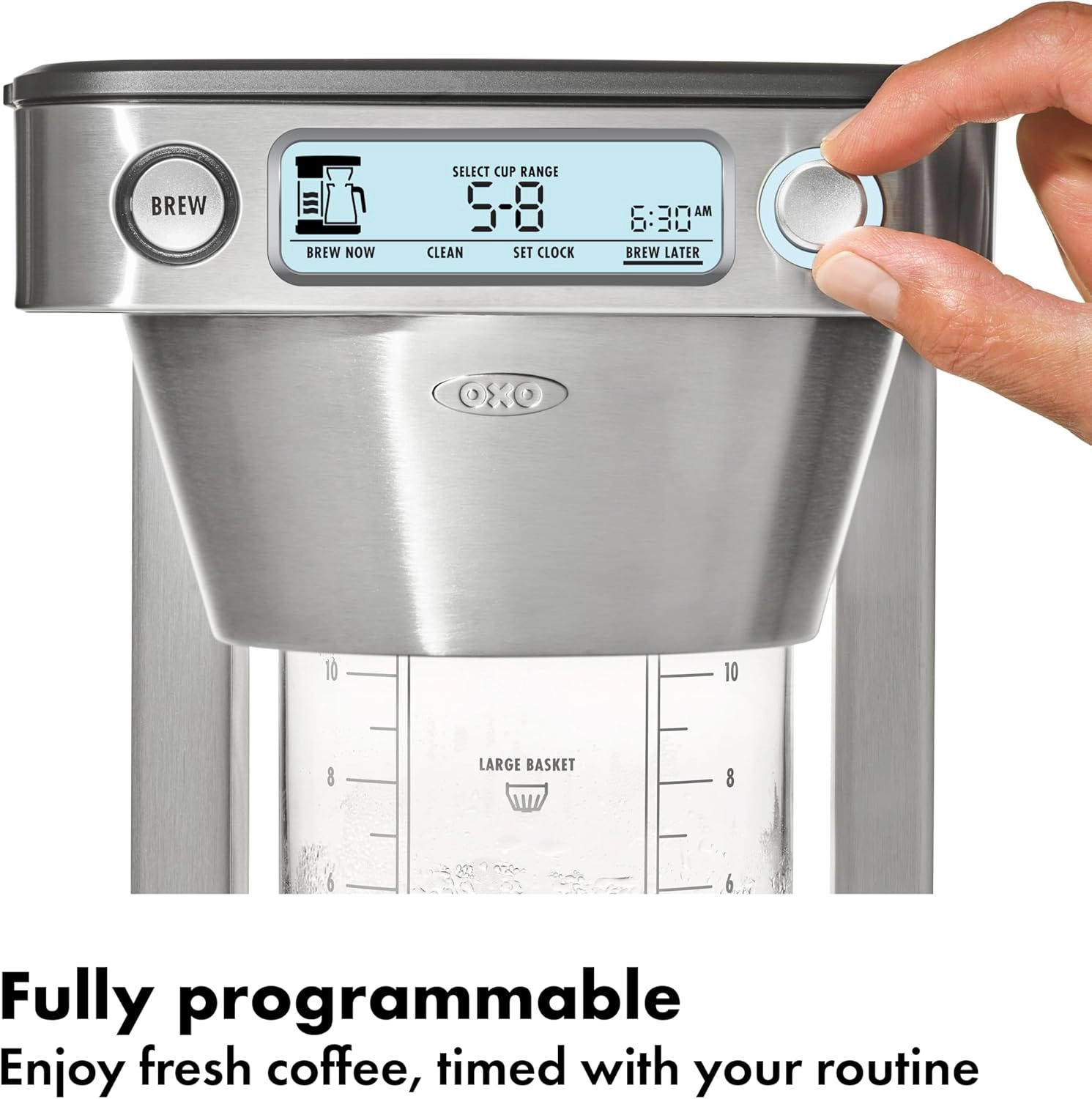 OXO Brew 12-Cup Coffee Maker With Podless Single-Serve Function,Silver