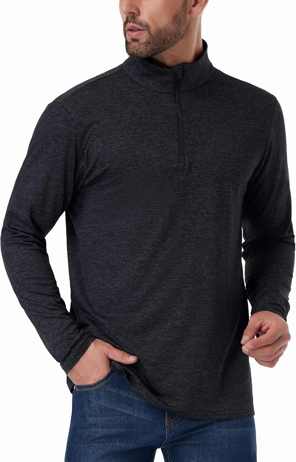 OYGSieg 3 Pack Men's Quarter Zip Pullover Thermal Fleece Lined Sweatshirts Long Sleeve 1/4 Half Zip Tops