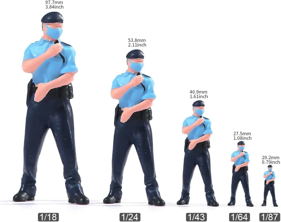 Painted Miniatures 1/18 1/24 1/64 1/43 1/87 Scale Police Call Team Member Toy Miniature Figure Diorama Action Figure Doll for Cars Vehicles Collection Display Scene (Painted, 1/87 Scale)