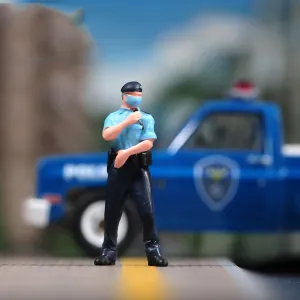Painted Miniatures 1/18 1/24 1/64 1/43 1/87 Scale Police Call Team Member Toy Miniature Figure Diorama Action Figure Doll for Cars Vehicles Collection Display Scene (Painted, 1/87 Scale)