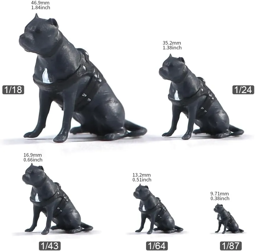 Painted Miniatures 1/18 1/24 1/64 1/43 1/87 Scale Police Dog Animal Toy Miniature Figure Diorama Action Figure Doll for Cars Vehicles Collection Display Scene (Painted, 1/43 Scale)