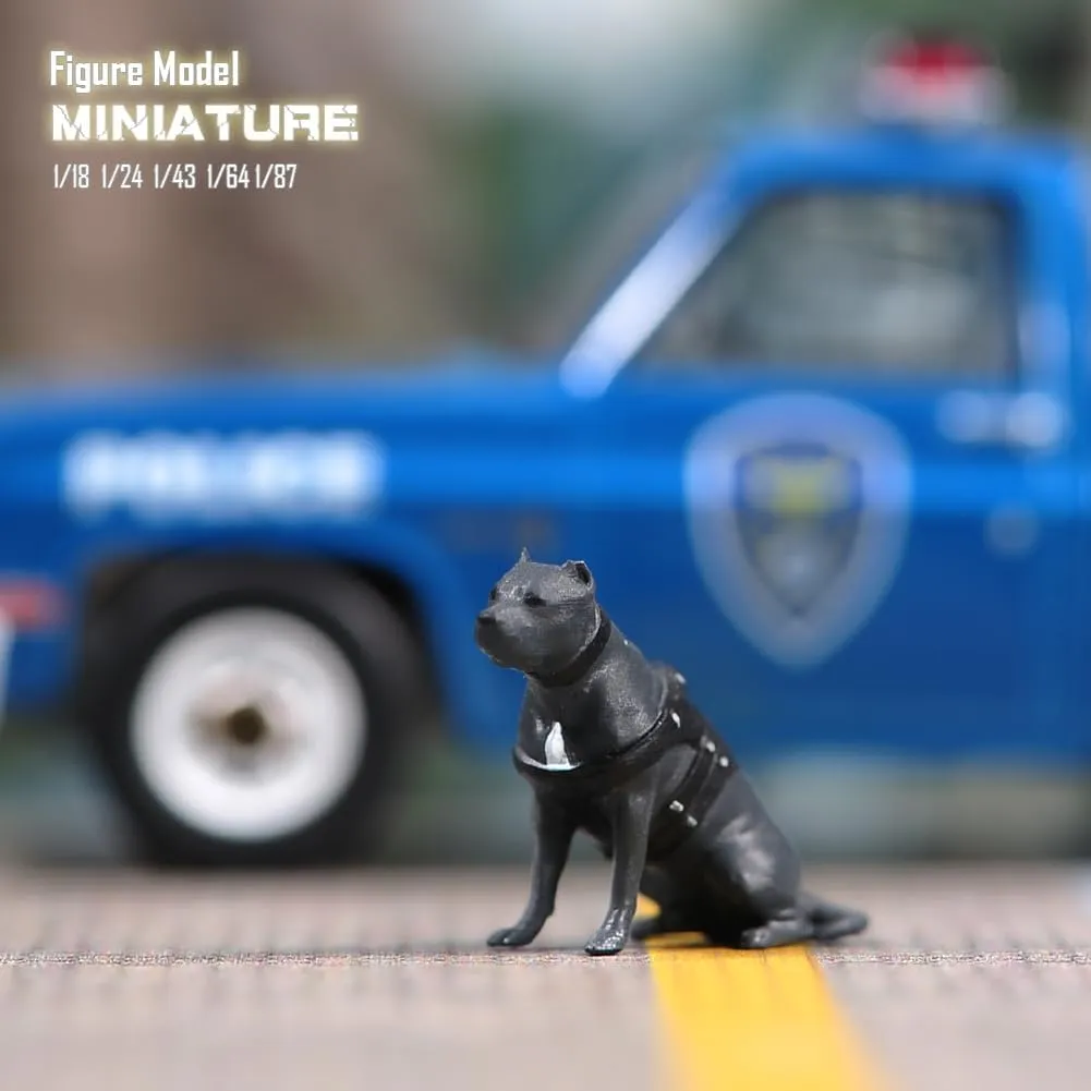 Painted Miniatures 1/18 1/24 1/64 1/43 1/87 Scale Police Dog Animal Toy Miniature Figure Diorama Action Figure Doll for Cars Vehicles Collection Display Scene (Painted, 1/43 Scale)