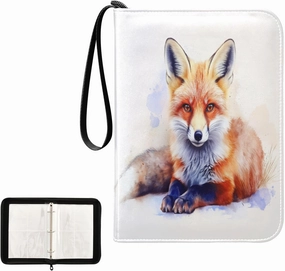Painting Fox Card Binder 4 Pocket, Trading Card Holder Fits 400 Game Cards with 50 Removable Sleeves, MTG Card Case Standard Size