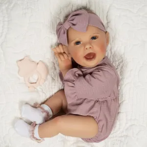 Paradise Galleries 19 Inch Realistic Reborn Baby Girl Doll with Soft Expression, Pink Teether Toy, and a Lovely Lavender Outfit – Nora