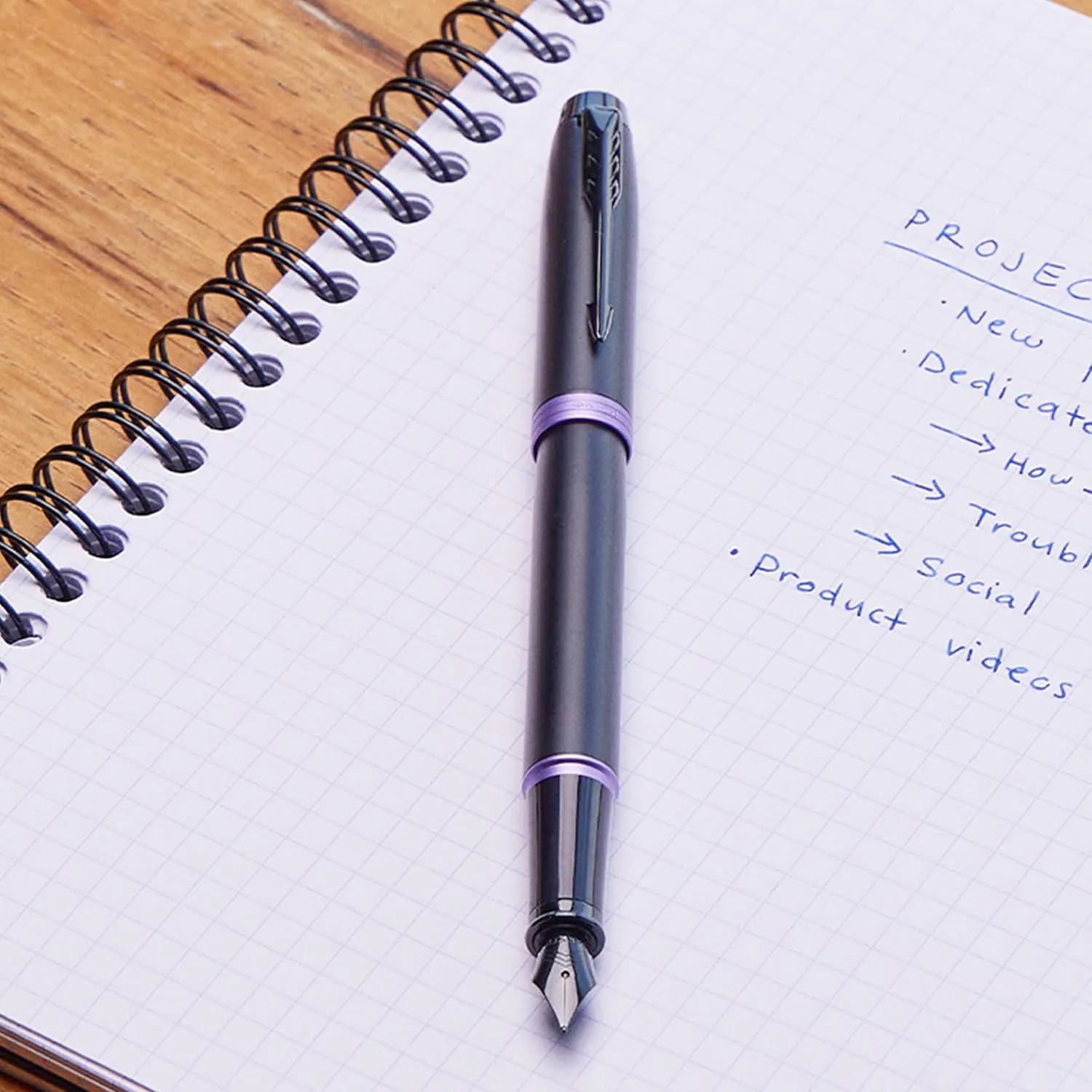 Parker IM Vibrant Rings Ballpoint Pen, Satin Black Lacquer with Amethyst Purple Accents, Medium Point with Blue Ink Refill, Gift Box