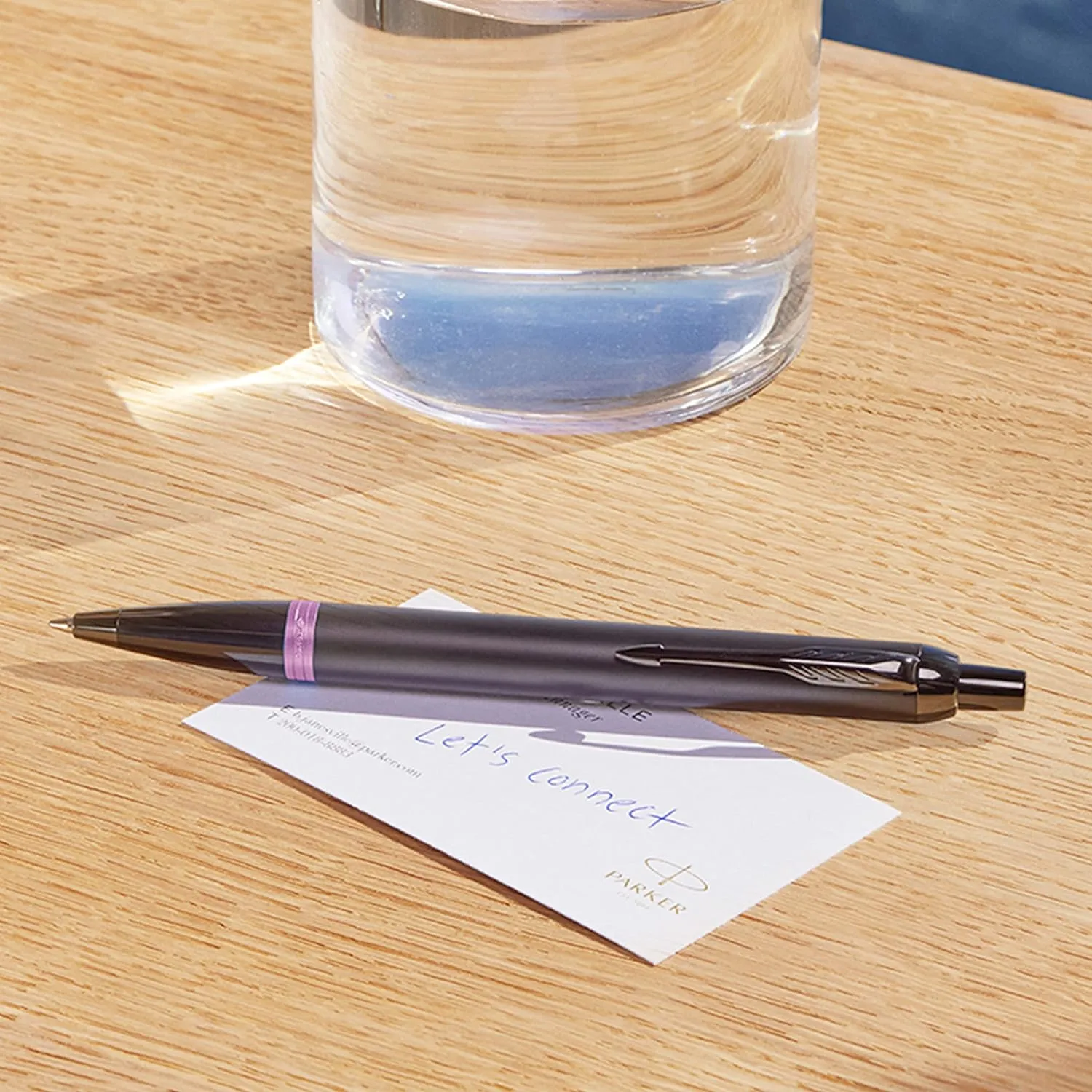 Parker IM Vibrant Rings Ballpoint Pen, Satin Black Lacquer with Amethyst Purple Accents, Medium Point with Blue Ink Refill, Gift Box