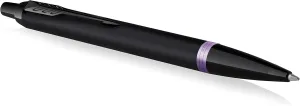 Parker IM Vibrant Rings Ballpoint Pen, Satin Black Lacquer with Amethyst Purple Accents, Medium Point with Blue Ink Refill, Gift Box