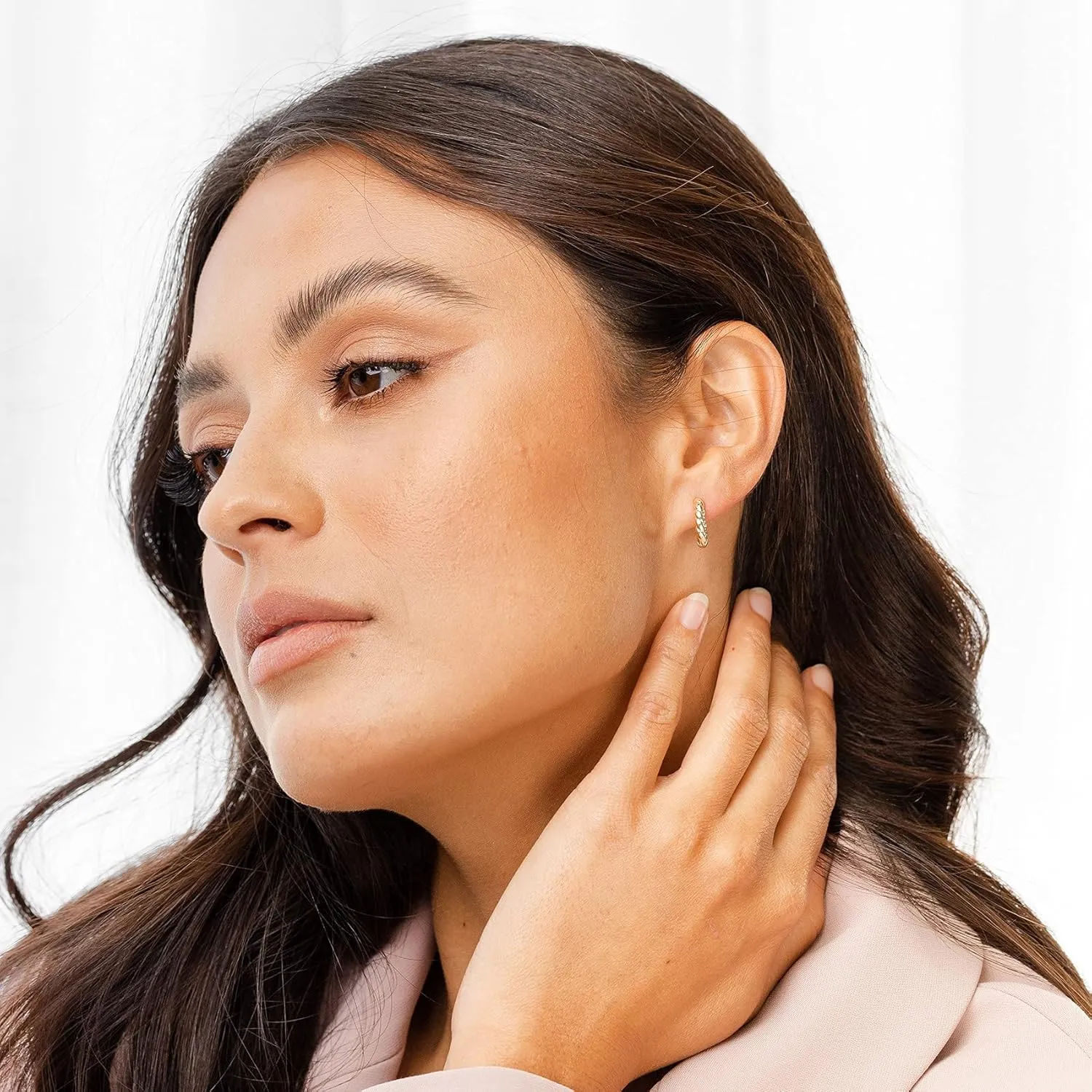PAVOI 14K Gold Plated 925 Sterling Silver Post Twisted Huggie Earring | Women's Mini Hoop Earrings