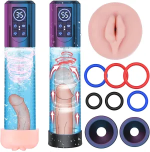 Penis Pump Sex Toys for Men - Electric Vacuum Penis Enlarger Pumps with 12 Smart Modes, Waterproof Dick Pump Male Masturbator with Mini Pocket Pussies, Adult Sex Toys for Men Penis Erection