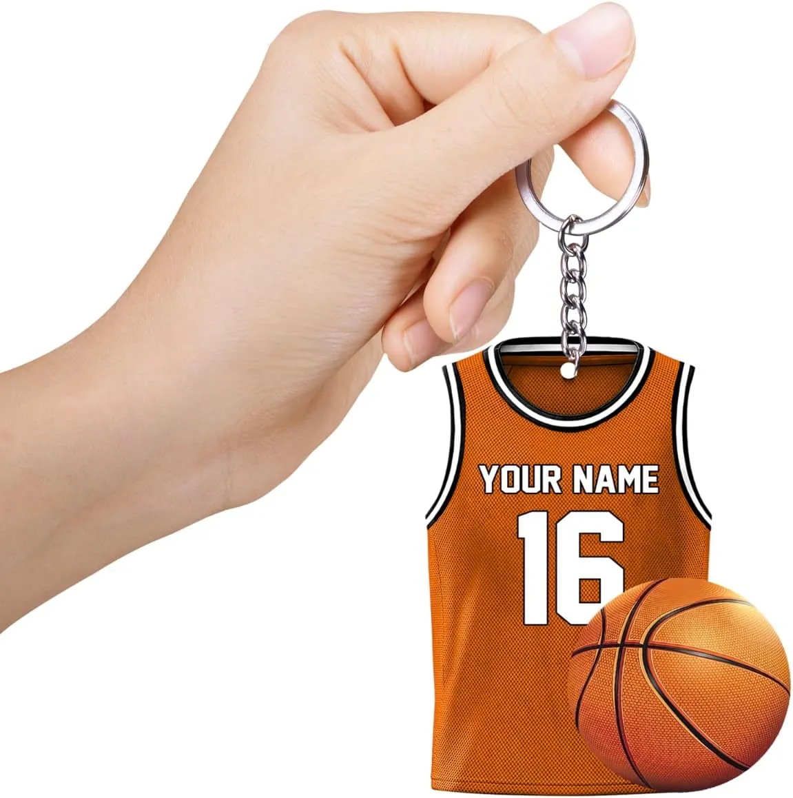 Personalized Basketball Keychain - Jersey, Shoes and Ball Keychains - Sports Gifts for Boys, Him, Player