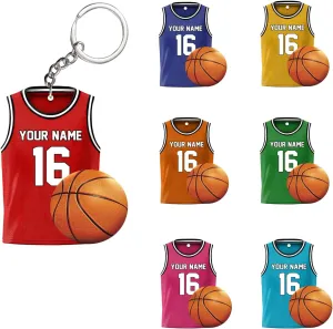 Personalized Basketball Keychain - Jersey, Shoes and Ball Keychains - Sports Gifts for Boys, Him, Player
