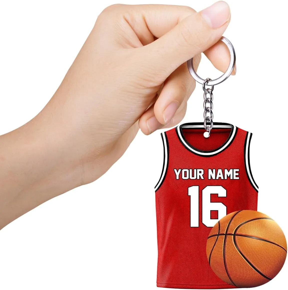 Personalized Basketball Keychain - Jersey, Shoes and Ball Keychains - Sports Gifts for Boys, Him, Player