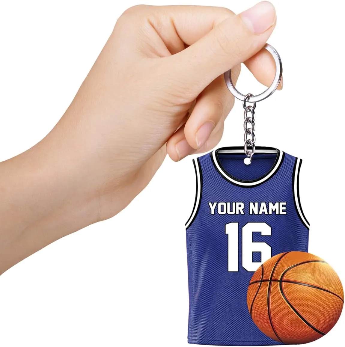 Personalized Basketball Keychain - Jersey, Shoes and Ball Keychains - Sports Gifts for Boys, Him, Player