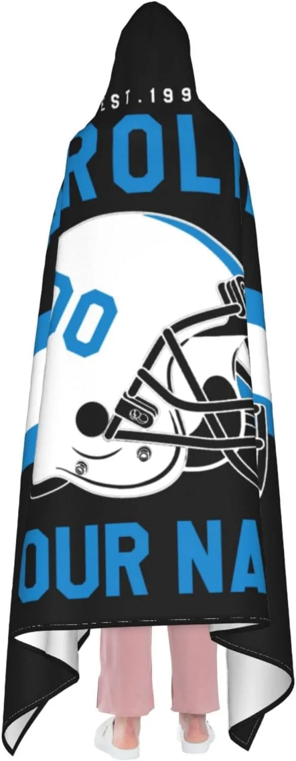 Personalized City Throw Blanket for Football Fans-Custom Name Number Hooded Blankets-Sports Wearable Blankets Ideal for Football Players&Fans
