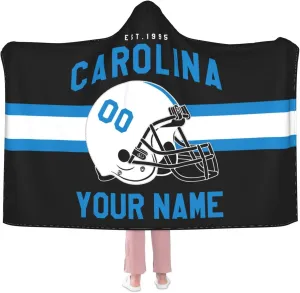 Personalized City Throw Blanket for Football Fans-Custom Name Number Hooded Blankets-Sports Wearable Blankets Ideal for Football Players&Fans
