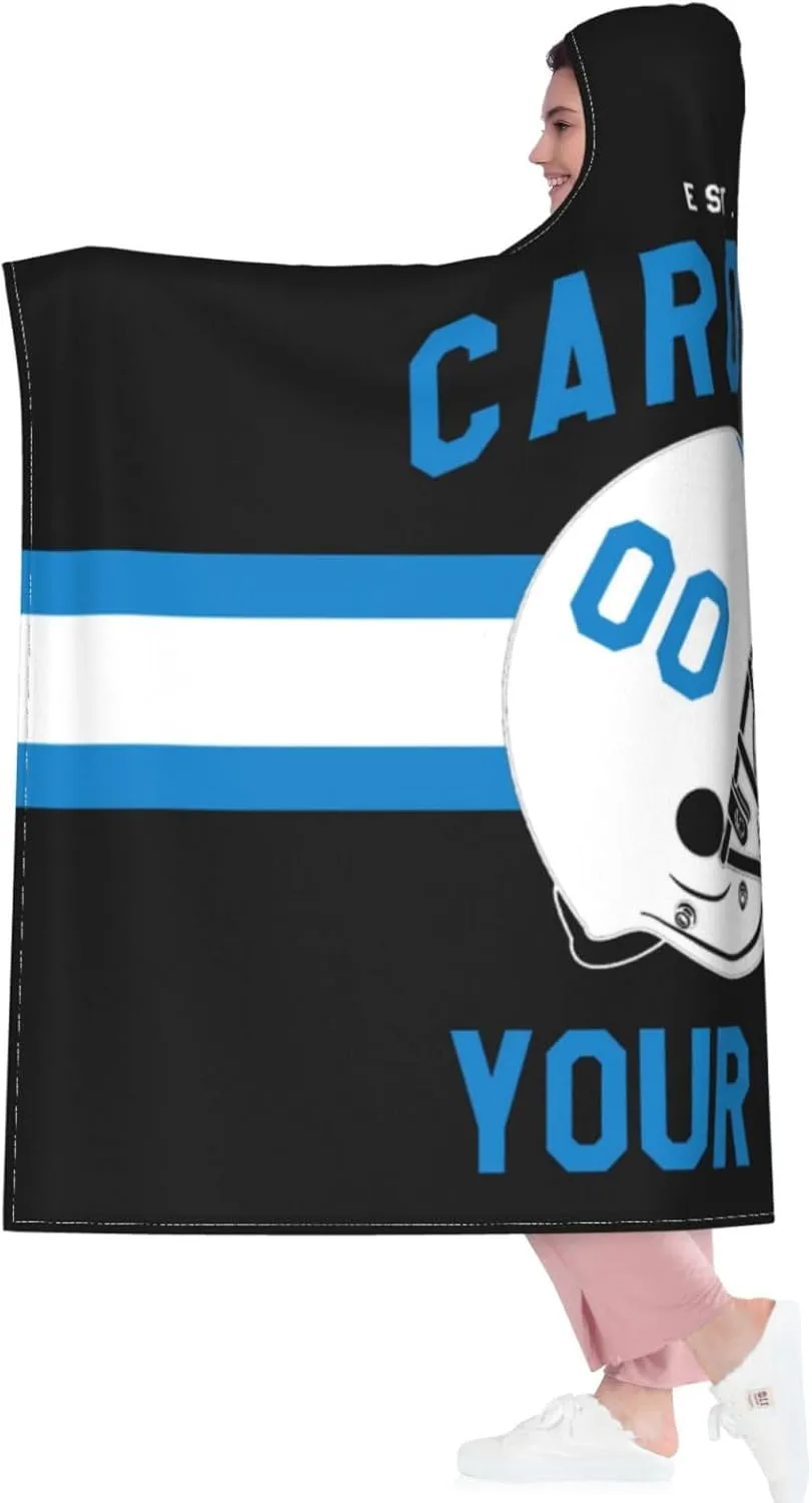 Personalized City Throw Blanket for Football Fans-Custom Name Number Hooded Blankets-Sports Wearable Blankets Ideal for Football Players&Fans
