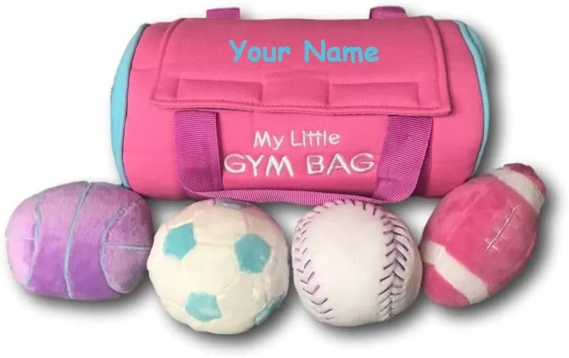 Personalized My Little Gym Bag Plush Stuffed Baby Playset with Mini Plush Sports Balls