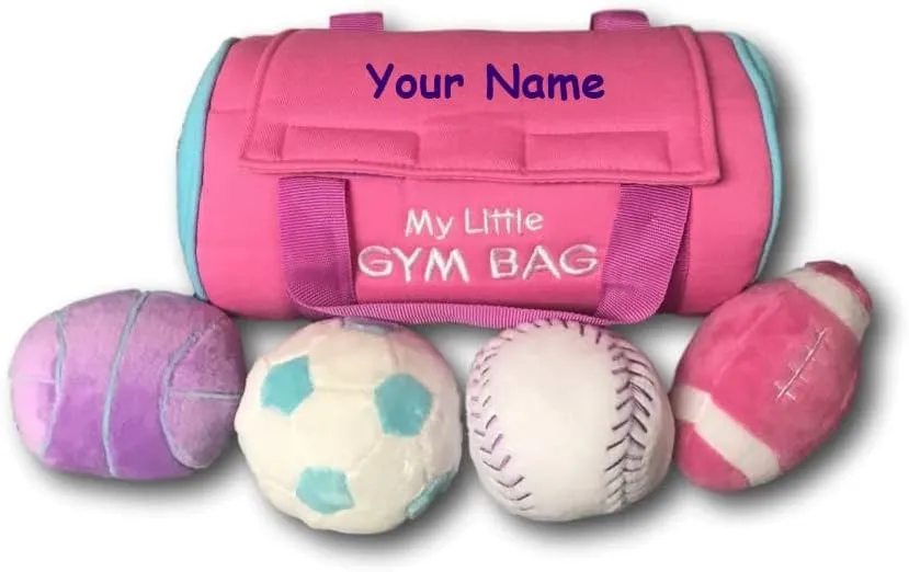 Personalized My Little Gym Bag Plush Stuffed Baby Playset with Mini Plush Sports Balls