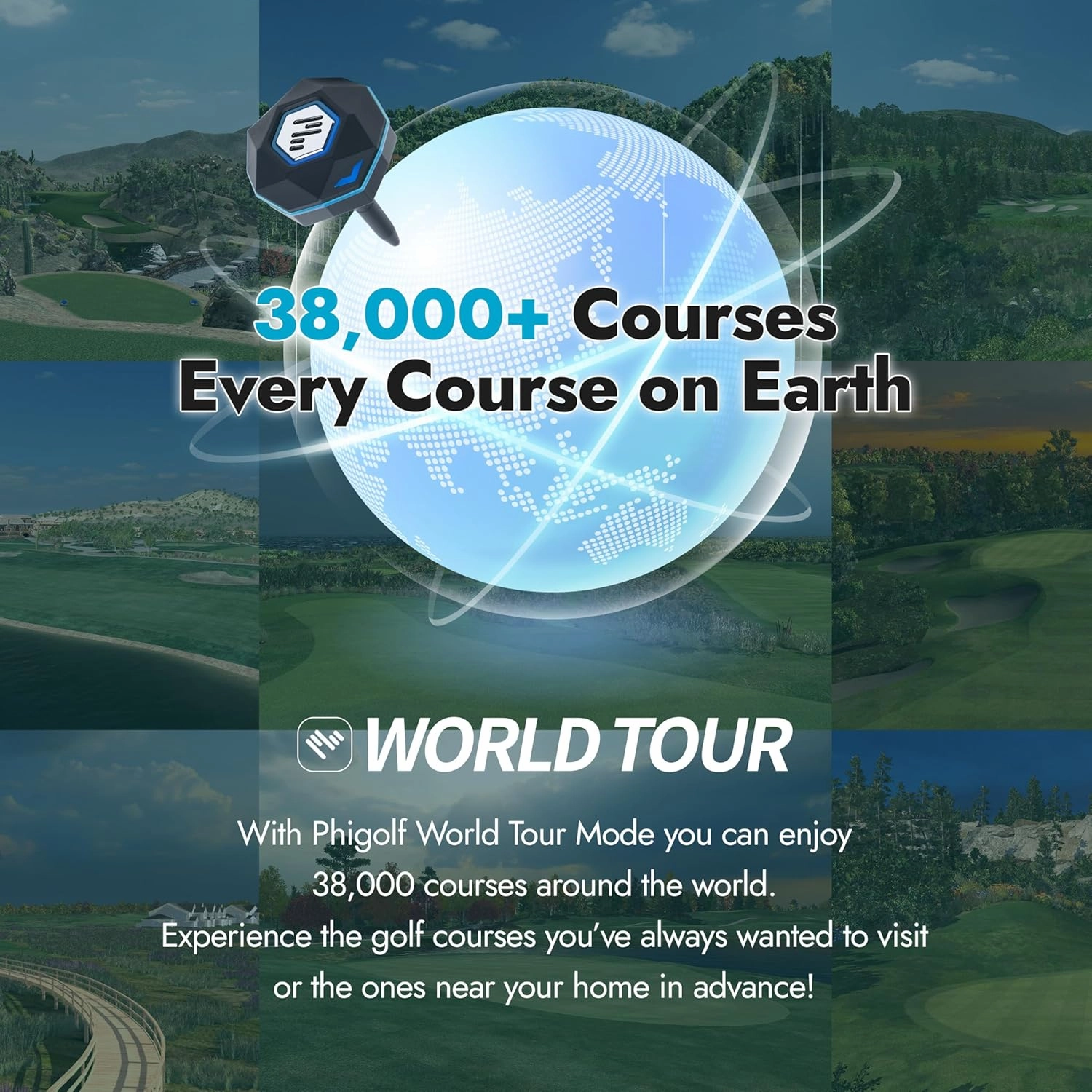 PHIGOLF Home Golf Game Simulator: Enjoy Interactive Golf with Motion Sensor & Swing Stick for Indoor & Outdoor Fun – 38,000  Courses Worldwide, Compatible with Android, iOS, App & E6 Connect