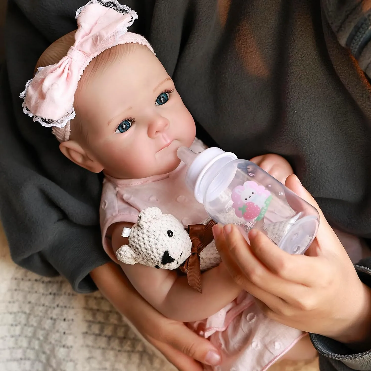 Pinky Reborn Dolls Full Body 18 inch 45 cm Lifelike Soft Vinyl Baby Girl Dolls Realistic Reborn Baby Doll Girl Toy with Anatomically Correct
