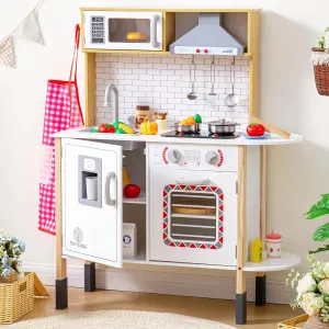 Play Kitchen for Kids - Toy Kitchen Set for Toddlers with Realistic Lights and Sounds, Kids Kitchen Playset with Abundant Toy Food Set, Best Gift for Kids Ages 3 