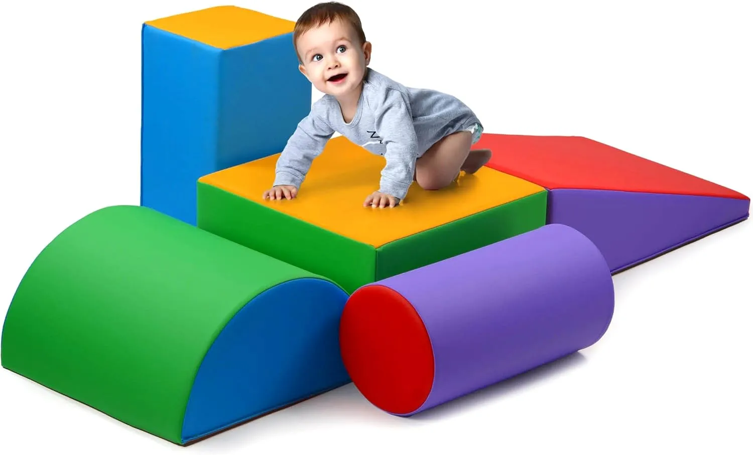 Play22 Soft Climbing Toys for Toddlers Indoor - 5 PC Baby Foam Climbing Blocks, PU Leather Gym Climb and Crawl Play Set Waterproof and Easy to Clean