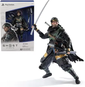 PlayStation, Ghost of Tsushima, 6” Jin Sakai Samurai Action Figure & 2 Accessories, The Shapes Collection, for PS5 Fans & Collectors Ages 17 