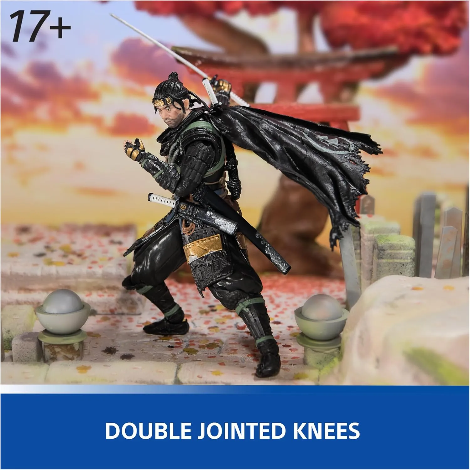 PlayStation, Ghost of Tsushima, 6” Jin Sakai Samurai Action Figure & 2 Accessories, The Shapes Collection, for PS5 Fans & Collectors Ages 17 