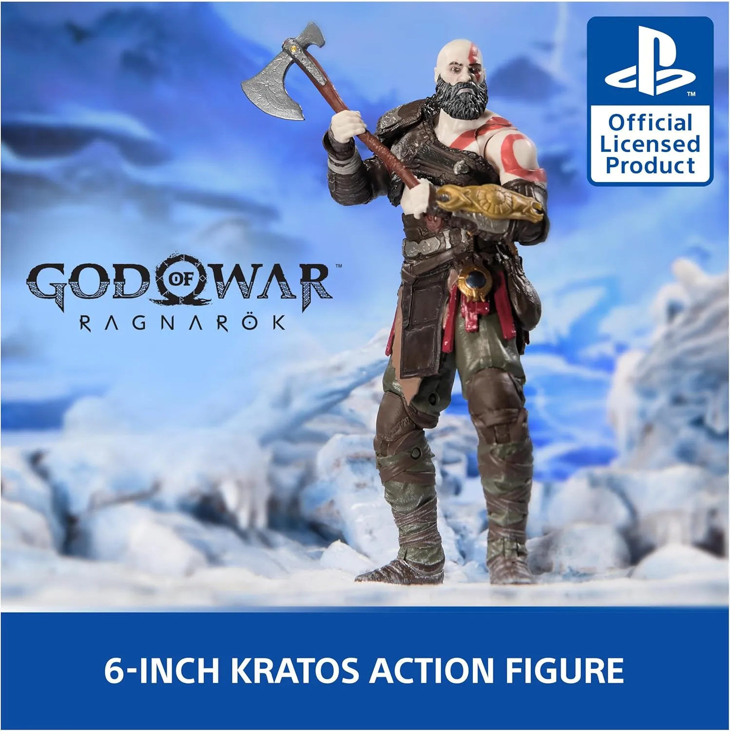 PlayStation God of War Ragnarök, 6” Kratos Action Figure with 5 Accessories, The Shapes Collection, for PS5 Fans & Collectors Ages 17 