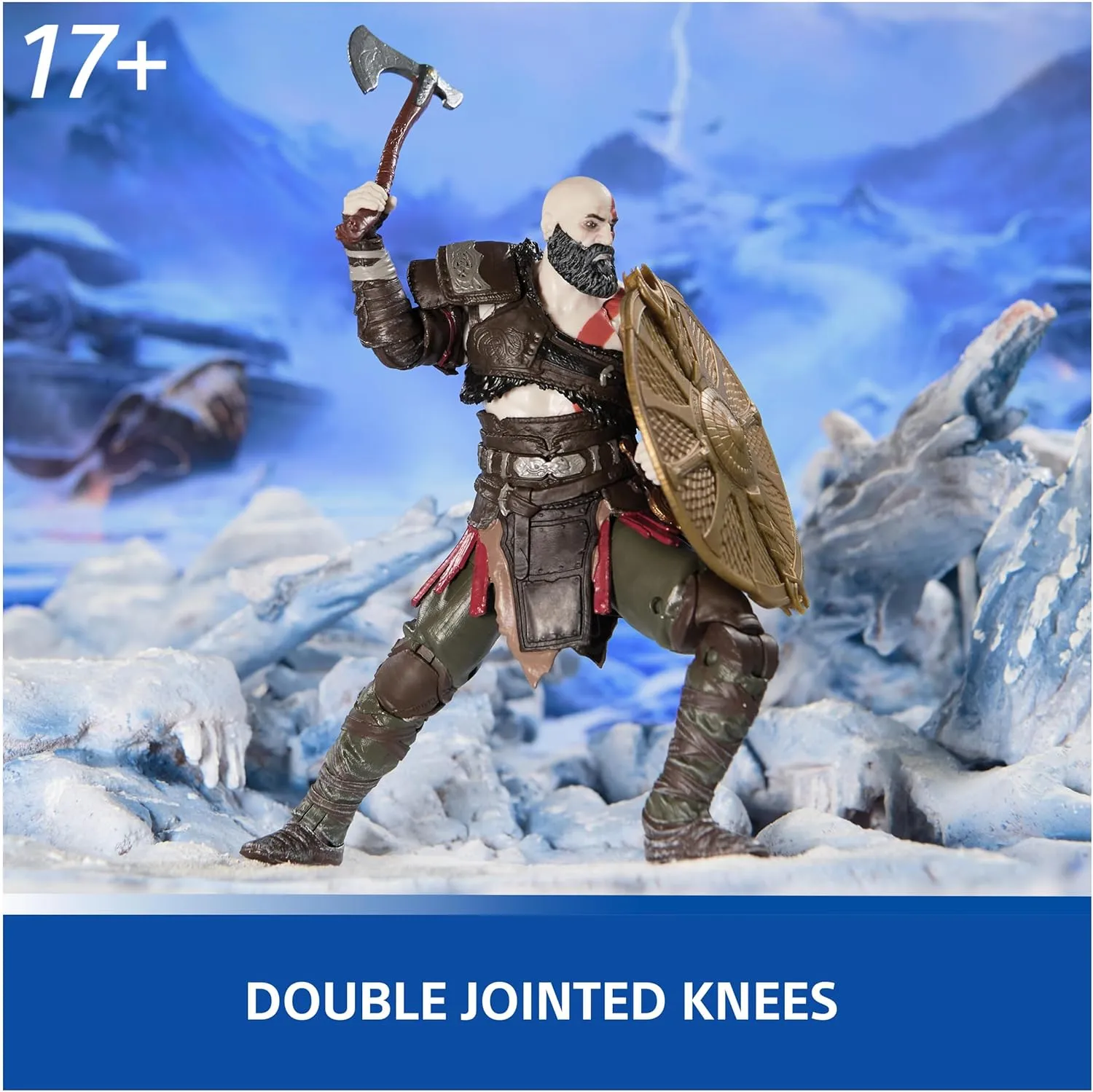 PlayStation God of War Ragnarök, 6” Kratos Action Figure with 5 Accessories, The Shapes Collection, for PS5 Fans & Collectors Ages 17 