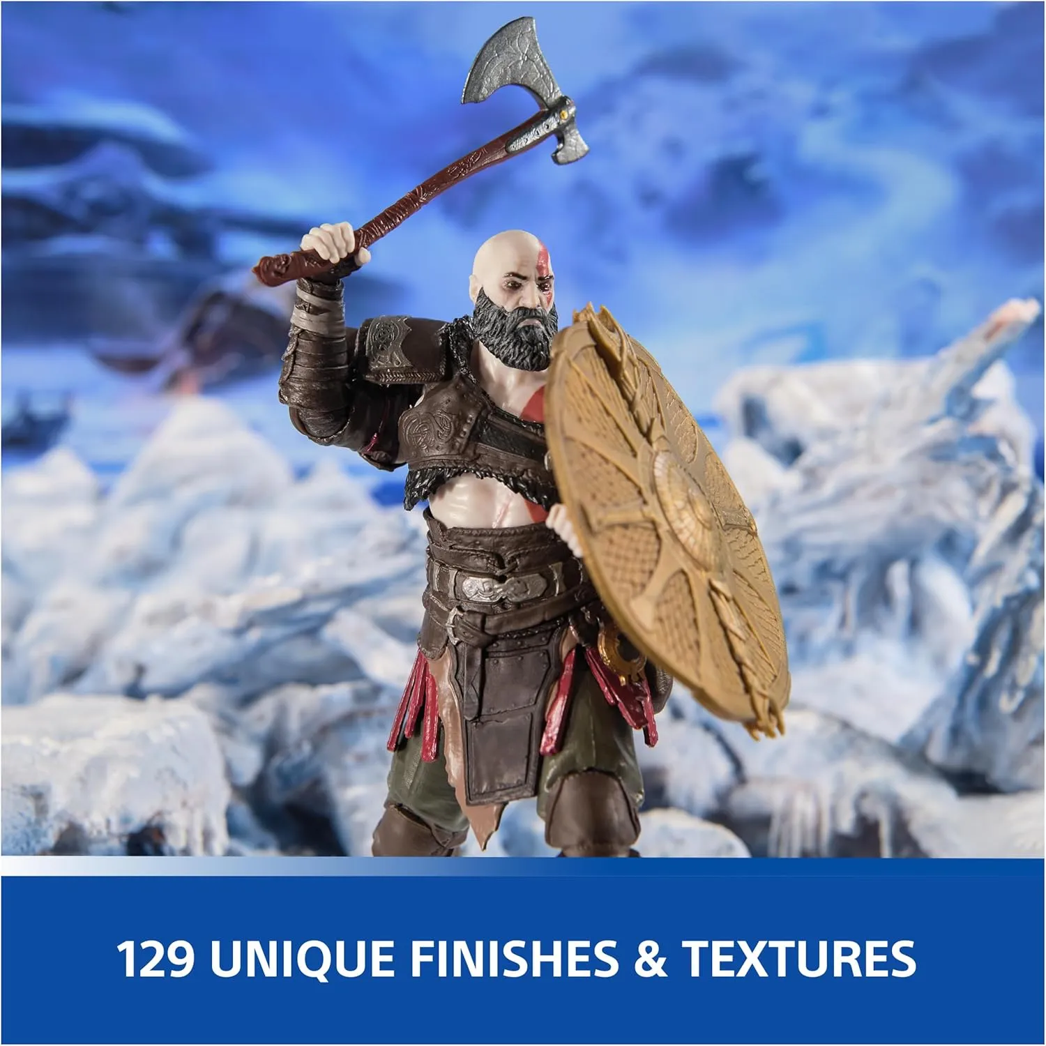 PlayStation God of War Ragnarök, 6” Kratos Action Figure with 5 Accessories, The Shapes Collection, for PS5 Fans & Collectors Ages 17 