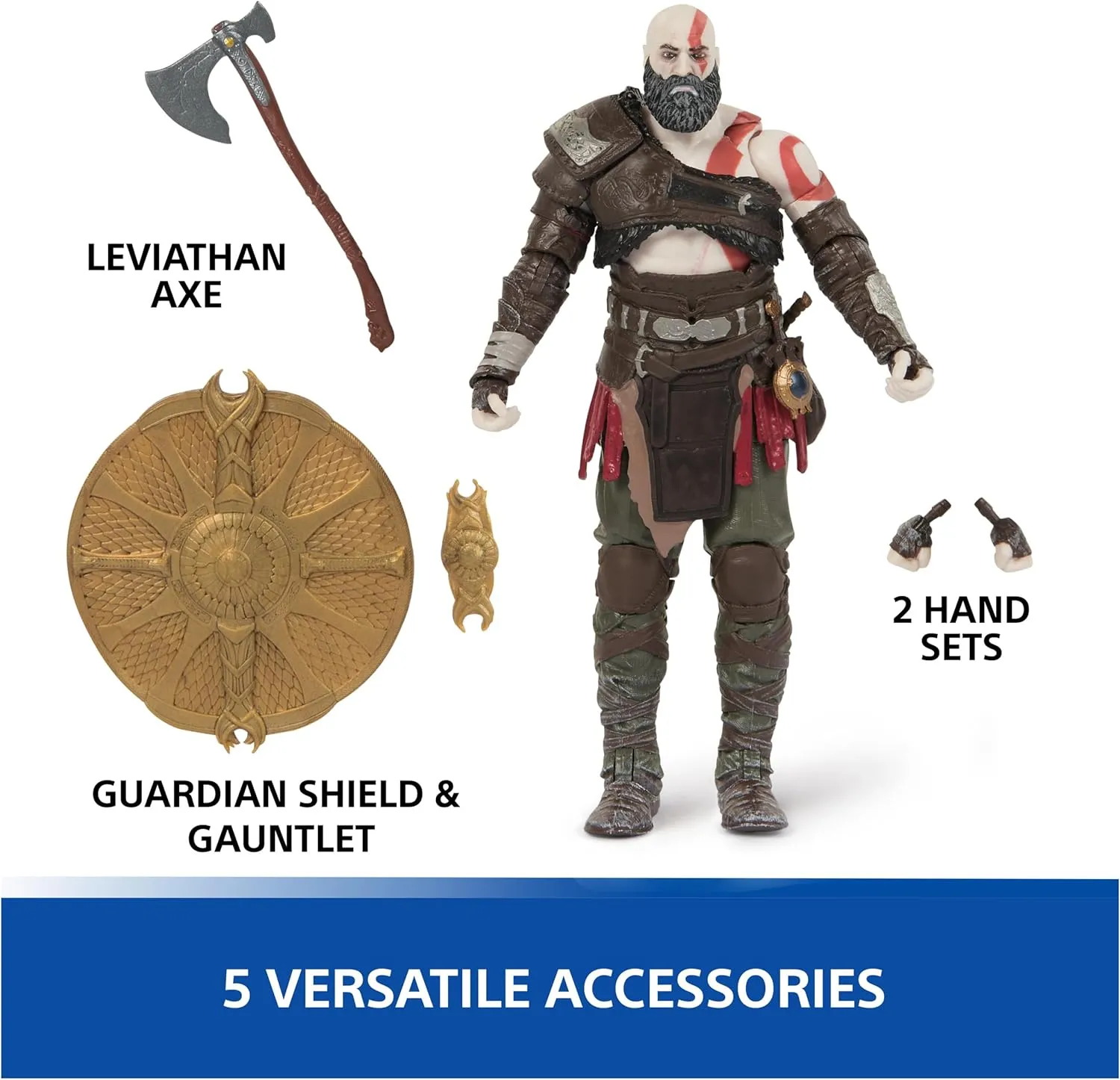 PlayStation God of War Ragnarök, 6” Kratos Action Figure with 5 Accessories, The Shapes Collection, for PS5 Fans & Collectors Ages 17 