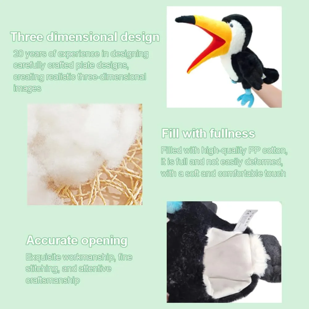 Plush Bird Hand Puppets with Movable Mouth Zoo Animal Plush Puppets Kids Adults Stuffed Animal Hand Puppets Toys Interactive Toys for Role Play Show Theater Storytelling Christmas Birthday Gift