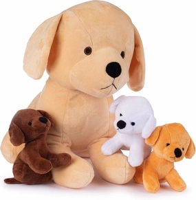 Plush Creations Stuffed Mommy Dog with 3 Puppies in her Tummy | Stuffed Animal Family | Stuffed Animal Mom and Baby | Baby Toy Stuffed Animals | Stuffed Animals for Ages 0 